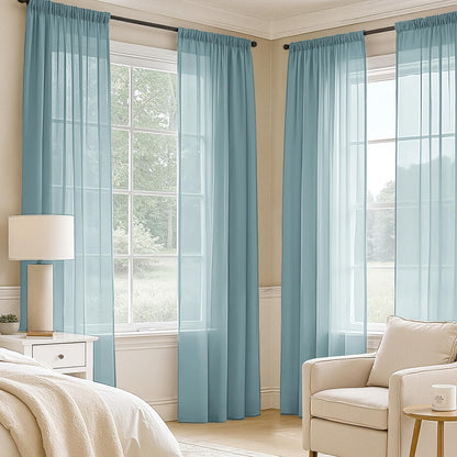 MIULEE White Sheer Curtains 84 Inches Long, 4 Panels Set, Light Filtering Rod Pocket Voile Drapes for Living Room and Bedroom, Airy Soft Fabric Window Treatments, 42 x 84 Inches