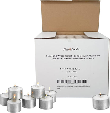 500 Pack Tealight Candles in Metal Cups - Clean, White Unscented Tealight Candles with 3 Hour Long Burning Time for Romantic Dinner, Weddings, Spa & Hotels