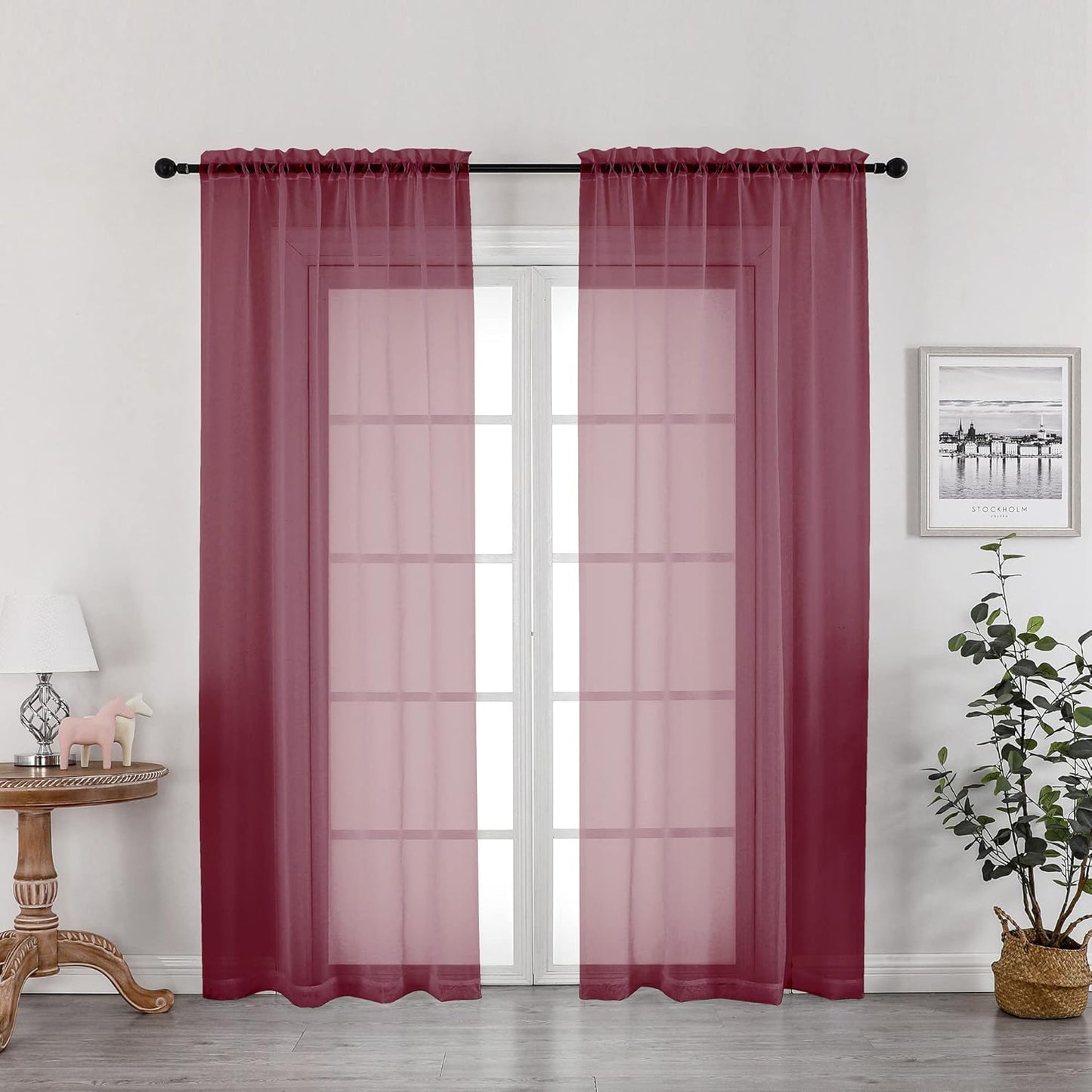 OWENIE Sheer Curtains 84 inches Long 2 Panels Set for Living Room/Bedroom, Rod Pocket Voile Sheer Panel Drapes, White, 2pcs, Each 42" W x 84" L - Colors B