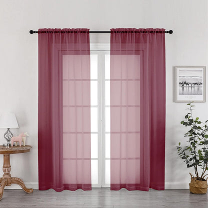 OWENIE Sheer Curtains 84 inches Long 2 Panels Set for Living Room/Bedroom, Rod Pocket Voile Sheer Panel Drapes, White, 2pcs, Each 42" W x 84" L - Colors B