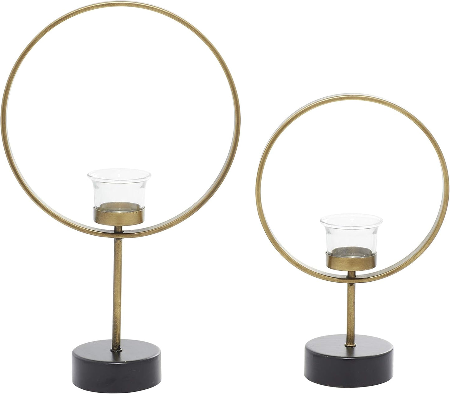 Deco 79 Metal Abstract Decorative Candle Holder Mushroom Inspired Candle Stand, Set of 2 Candlestick Holder 11", 14"H, Gold