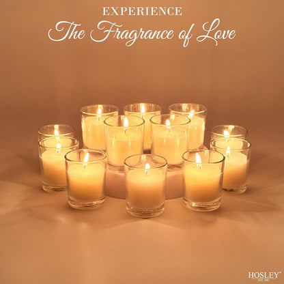 48-Pack Clear Glass Votive Candles – 10–12 Hour Long Burn, Unscented, Ivory, Bulk Set for Weddings, Events & Table Centerpieces – Hosley