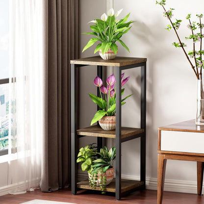Plant Stand Indoor Corner Tall 2 Tier Metal Modern Flower Storage Plant Shelf Holder for Living Room Balcony Garden,Black (2 Tier-Black Round)