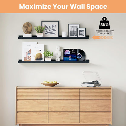 upsimples 6 Pack Wooden Floating Shelves, Wall Storage Decor Shelf for Bathroom, Bedroom, Living Room, Kitchen, Office and Laundry Room, Wall Mounted Display Hanging Shelf, Brown