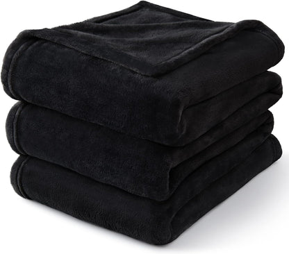 BEDELITE Fleece Blanket Black Throw Blankets for Couch & Bed, Luxury Plush Cozy Fuzzy Blanket 50x60 inches, Super Soft Warm Lightweight Throw Blanket for Travel Camping - Colors B