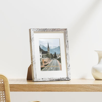 Vittanly 8x10 Picture Frames Set of 9, Shatter Resistant Plexiglass, Display 5x7 Pictures with Mat or 8x10 without Mat, Photo Frames for Wall or Tabletop, Engineered Wood, Black - Colors A