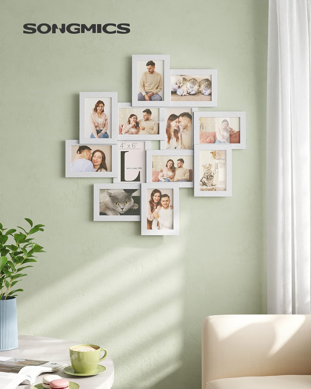 SONGMICS 4x6 Picture Frames Collage Wall Decor, 12-Pack Photo Collage Frame, Multi Picture Frame Set with Glass Front, Assembly Required, Rustic Brown URPF022X01