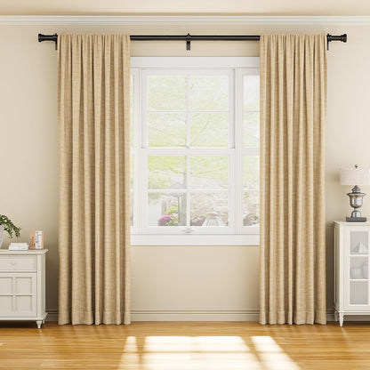 YaFex Curtain Rods 2 Pack 32-144 Inch, Heavy Duty 1 Inch Curtain Rod, Black Extra Long Adjustable Window Treatment Rods, Modern Design, Easy Installation