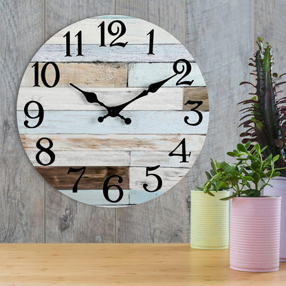 KECYET Wall Clock Battery Operated 8 Inch Silent Non Ticking Coastal Design Country Rustic Retro Decorative for Bathroom Kitchen Living Room Bedroom