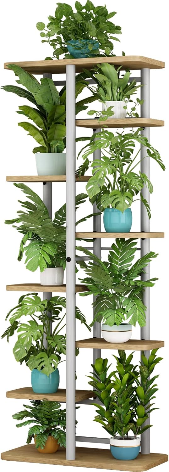 LINZINAR Plant Stand Indoor 4 Tier 5 Potted Multiple Plant Shelf Stands for Garden Corner Balcony Living Room Black