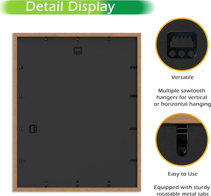 FrameWorks 11” x 14” Dark Oak Wooden Shadow Box Frame – Display Case with Soft Felt Back, Memory Box with Tempered Glass, Display Box with Elegant White Ball Push Pins, Wooden Flower Box