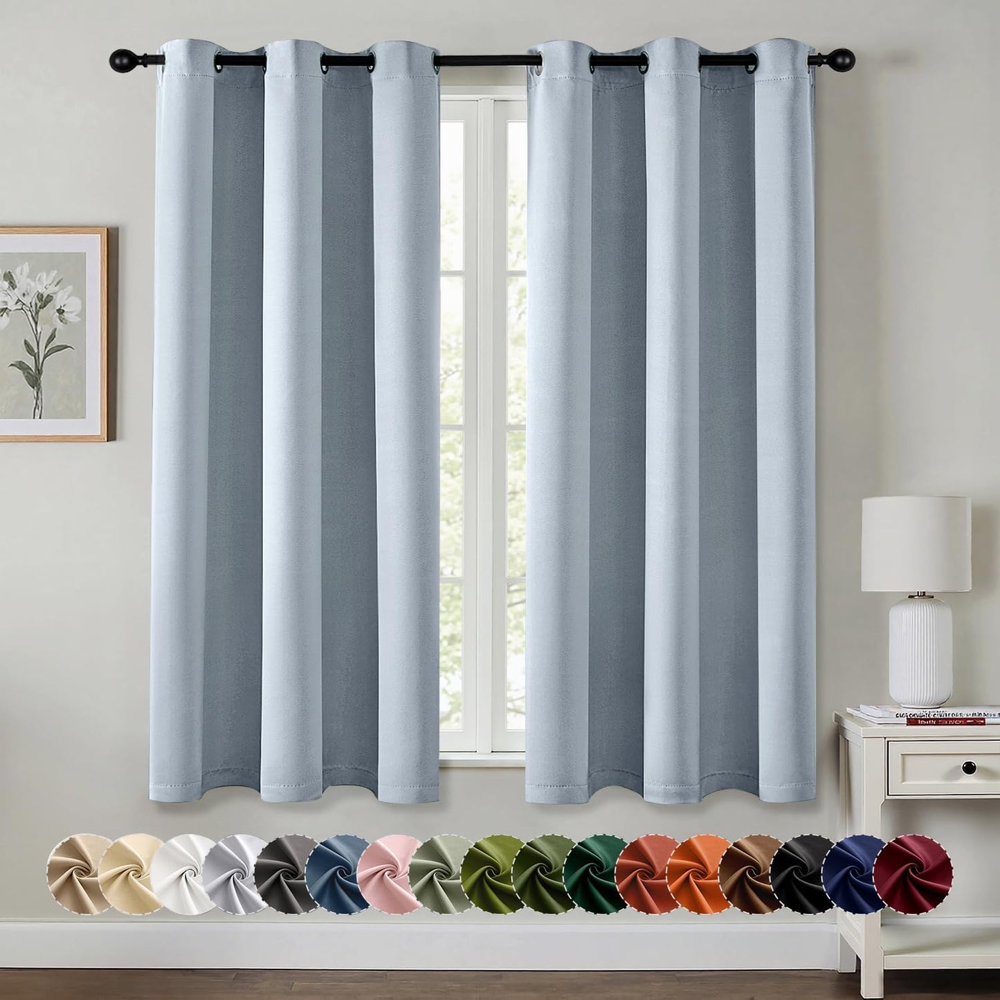 MIULEE Blackout Curtains for Bedroom Living Room 2 Panels, Thermal Insulated Room Darkening Drapes Grommet Noise Reducing Light Blocking Window Treatments 63 Inches Long 40x63 Inch Black - Colors A