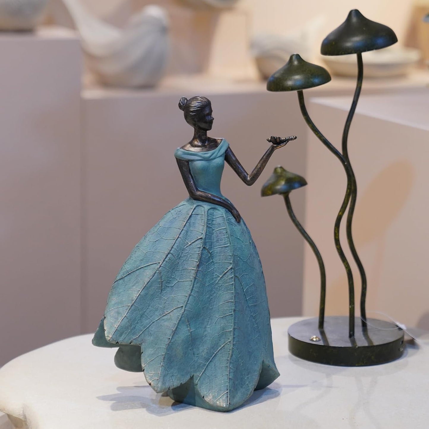 Guichifun Fairy Statue Collection Home Decoration - Leaf Angel Girls Resin Modern Table Decor for Living Room Office Sculpture Decor for Women Indoor Rustic Figurines Gift 5 x 3 x 7.5 Inch