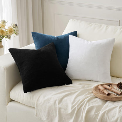 MIULEE Olive Green Couch Pillow Covers 18x18 Inch, Set of 2 Soft Chenille Decorative Square Throw Pillow Covers Farmhouse for Sofa Living Room Bed