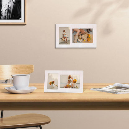 YESKAY 4x6 Picture Frame Collage for Wall Decor, Multiple Photo Collage Frames with Tempered Glass, 7-Opening for 4 x 6 Picture Frames, Rustic Brown, 1 Pack