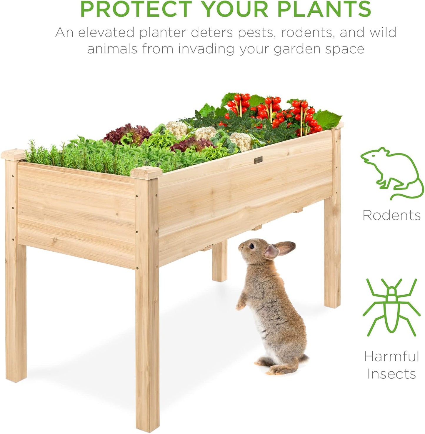 Best Choice Products 72x24x30in Raised Garden Bed, Elevated Wood Planter Box Stand for Backyard, Patio, Balcony w/Divider Panel, 6 Legs, 300lb Capacity - Natural