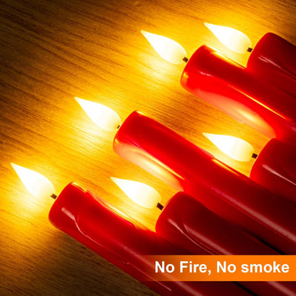 Homemory 6 Pcs Flameless Taper Candles with Remote, Timer, Dimmer, Ivory Battery Operated CandleSticks with Flickering Light, Plastic Led Window Candles, 9.6 Inches for Halloween Christmas Decoration