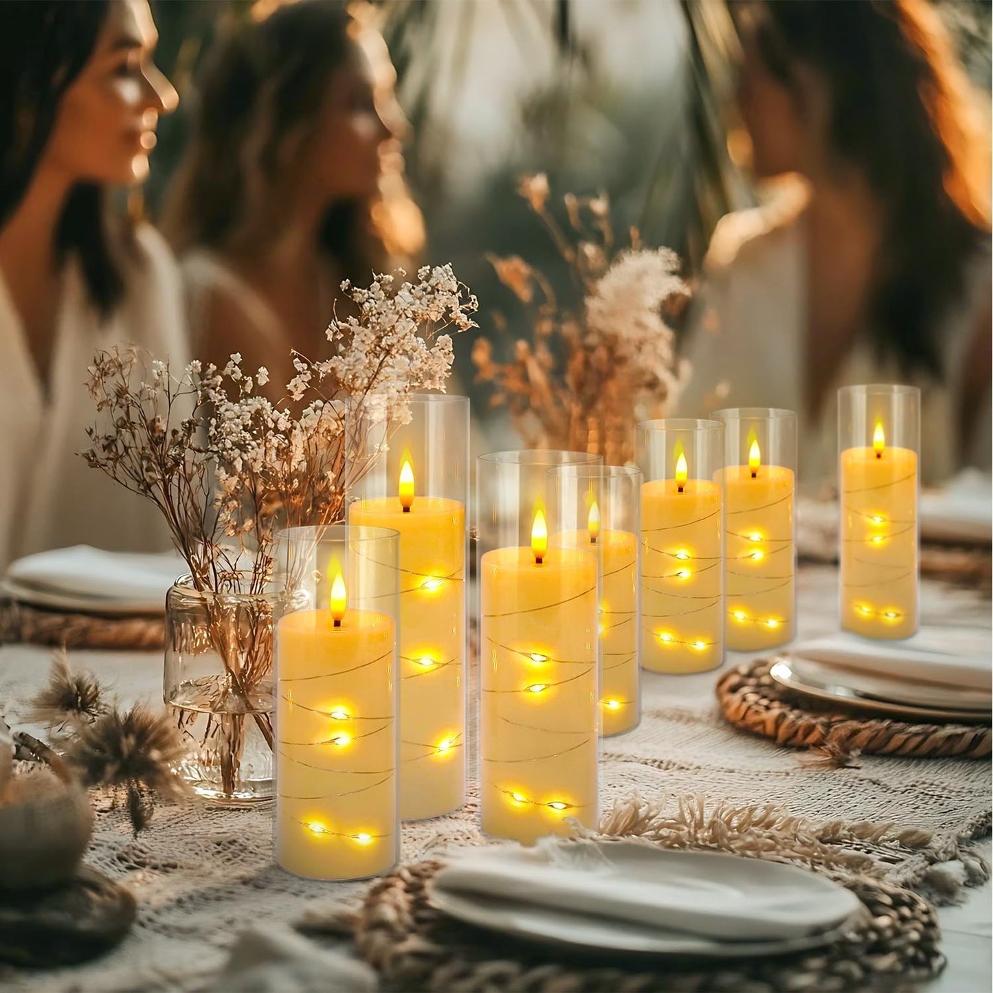 48- Pack of 3 Sizes of LED Flameless Candles.This Candle is Suitable for café, Fancy Restaurant, Bookstore and Other Scenes to Create a Relaxing and Romantic Atmosphere.