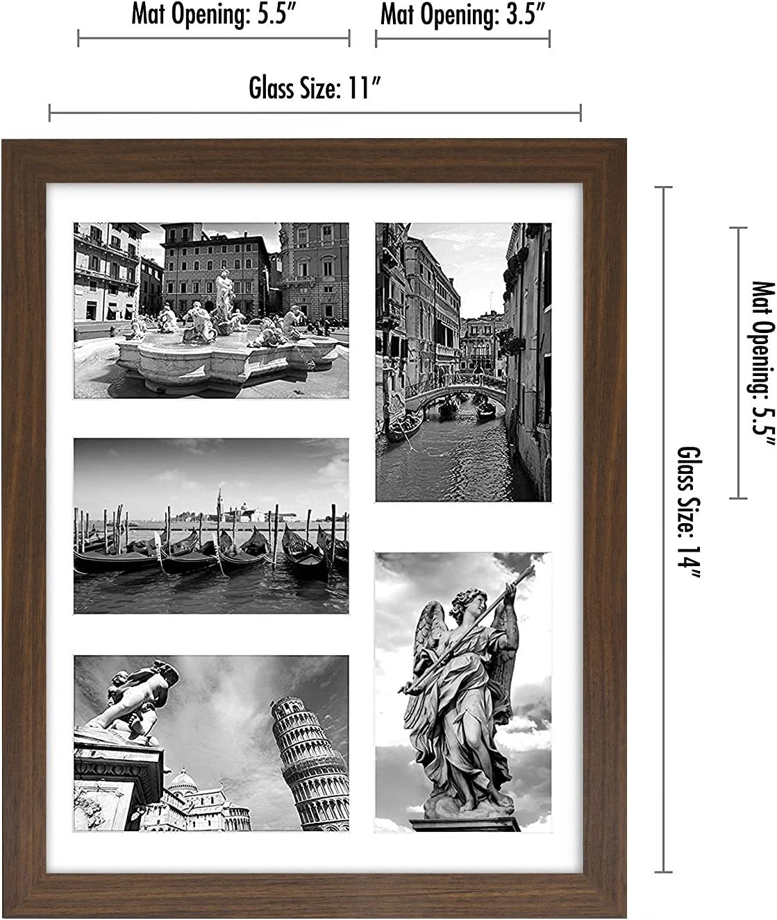 Americanflat 4x6 Collage Picture Frame with Shatter-Resistant Glass - Fits Five 4x6 Photos or Use as One 11x14 Picture Frame - Signature Collection - Collage Frames for Wall Display - Black