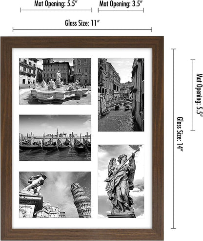 Americanflat 4x6 Collage Picture Frame with Shatter-Resistant Glass - Fits Five 4x6 Photos or Use as One 11x14 Picture Frame - Signature Collection - Collage Frames for Wall Display - Black
