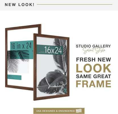 MCS Studio Gallery 16x24 Poster Frame Black Woodgrain Engineered Wood, Vertical & Horizontal Wall Hanging Large Picture Frame for Photos, Posters & Art Prints (1-Pack)