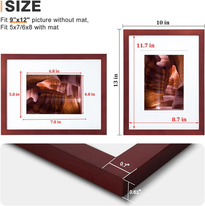 Egofine 12x16 Picture Frame Black, Covered by Plexiglass Made of Solid Wood, Display Pictures 9x12 and 11x14 with Mat or 12x16 Without Mat, for Wall Mounting Photo Frame - Colors A