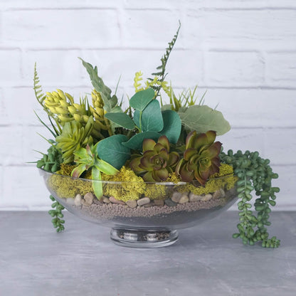 CYS EXCEL Glass Small Decorative Footed Bowl (H:3" D:8") Fruit Display Terrarium Compote Pedestal Vase Kitchen Table Centerpiece