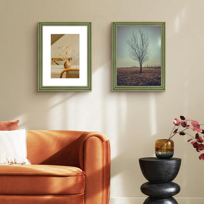 Golden State Art, 11x14 Photo Frame with Mat for Pictures 8x10 and Real Glass (Dark Gold Brown & Bronze Pewter Panel with White Color Mat, 1.25 Inch Frame Border)