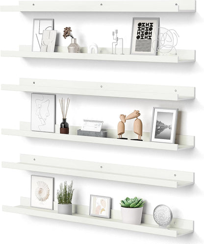 upsimples 6 Pack Wooden Floating Shelves, Wall Storage Decor Shelf for Bathroom, Bedroom, Living Room, Kitchen, Office and Laundry Room, Wall Mounted Display Hanging Shelf, Brown
