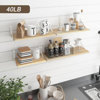 YGEOMER Floating Shelves for Wall, Different Sizes Dark Carbonized Brown Wall Shelves for Living Room, Bathroom, Bedroom, Kitchen, Home Decor (Set of 4)