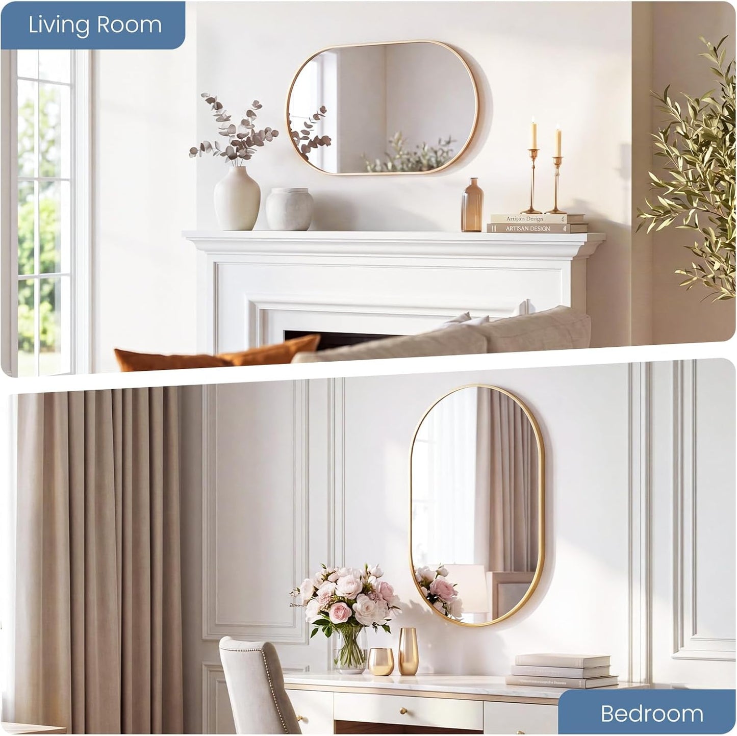 Sweetcrispy 20"x30" Arched Gold Bathroom Mirrors for Wall, Bathroom Mirrors for Over Sink, Metal Framed with HD Shatter-Proof Glass for Entryway, Living Room, Bedroom