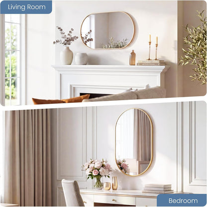 Sweetcrispy 20"x30" Arched Gold Bathroom Mirrors for Wall, Bathroom Mirrors for Over Sink, Metal Framed with HD Shatter-Proof Glass for Entryway, Living Room, Bedroom