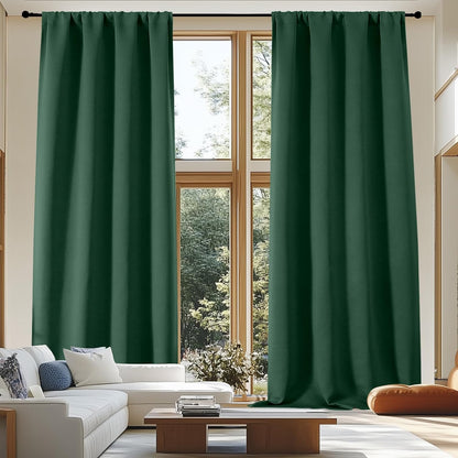 Simplebrand Ava Sage Green Blackout Curtains for Bedroom 63 Inch Length 2 Panels Set, Solid Thermal Insulated Energy Saving Rod Pocket Window Treatment Curtains Blackout Drapes, W40 x L63 Inch, Sage - Colors B