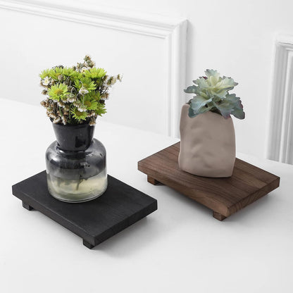 zoocatia Small Wood Tray Pedestal Stand Farmhouse Bathroom Decor Decorative Wooden Riser Kitchen Soap Dish Holder for Vanity, Counter, Sink, Brown