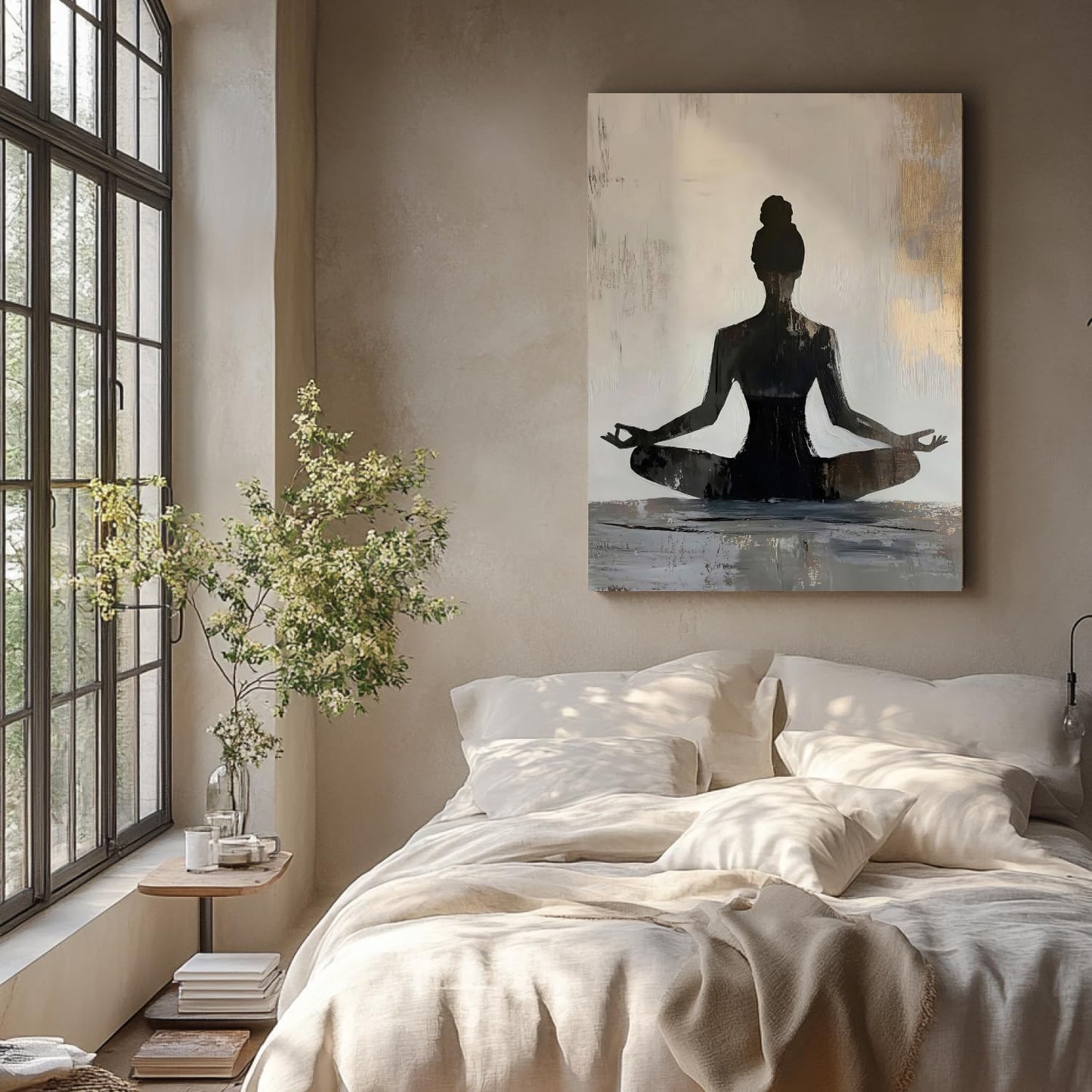 GELDSTEI Calm Zen Botanical Canvas Wall Art, White Lotus Blooming on Stones in Water Aesthetic Pictures, Yoga Spa Meditation Room Decor, Modern Spiritual Poster Prints for Zen Office Framed Set of 3, Each 12x16 Inch
