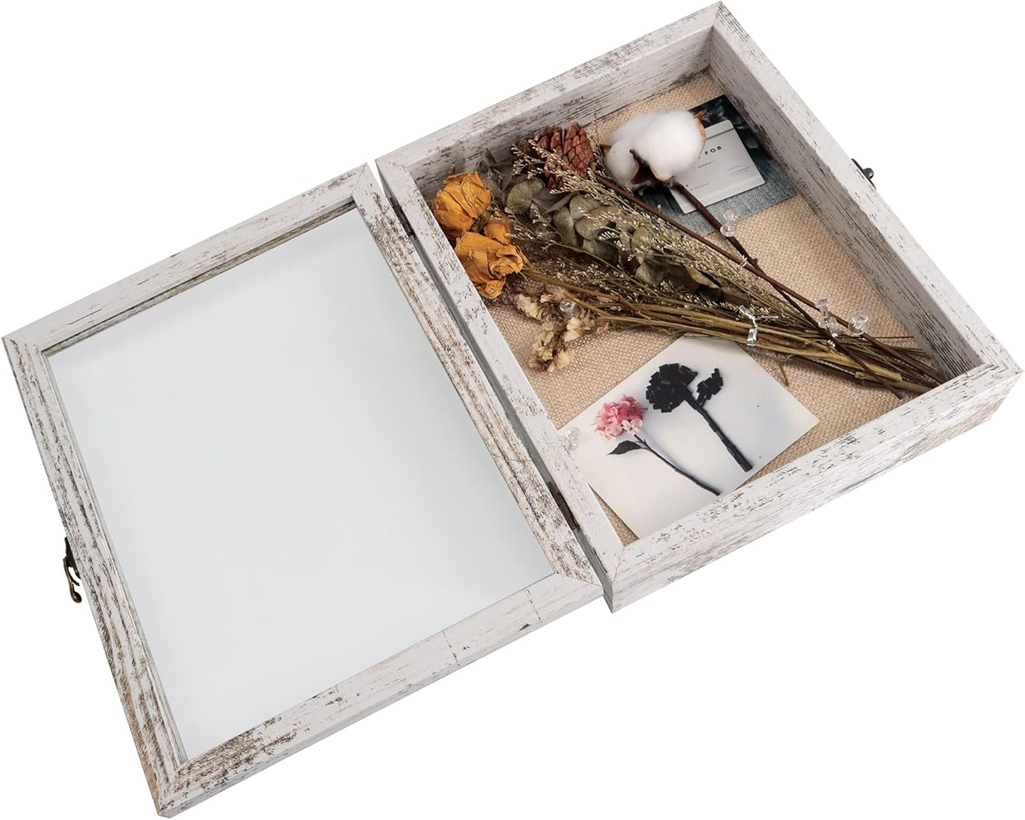 GraduatePro Shadow Box Frame 11x14 Display Case with Linen Back, Real Glass Window Door with Hinge, Picture Frame Wedding Bouquet Memorabilia Medals Photos Memory Box for Keepsakes, Carbonized Black