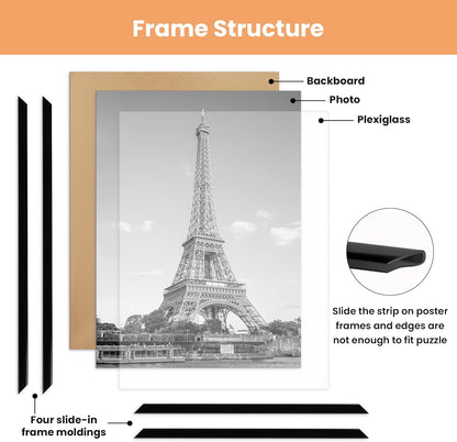 upsimples 24x36 Poster Frame Black 3 Pack, Scratch-Proof Picture Frames 24 x 36 for Photo Gallery - Slide-In Strips, Horizontal or Vertical Wall Mounting