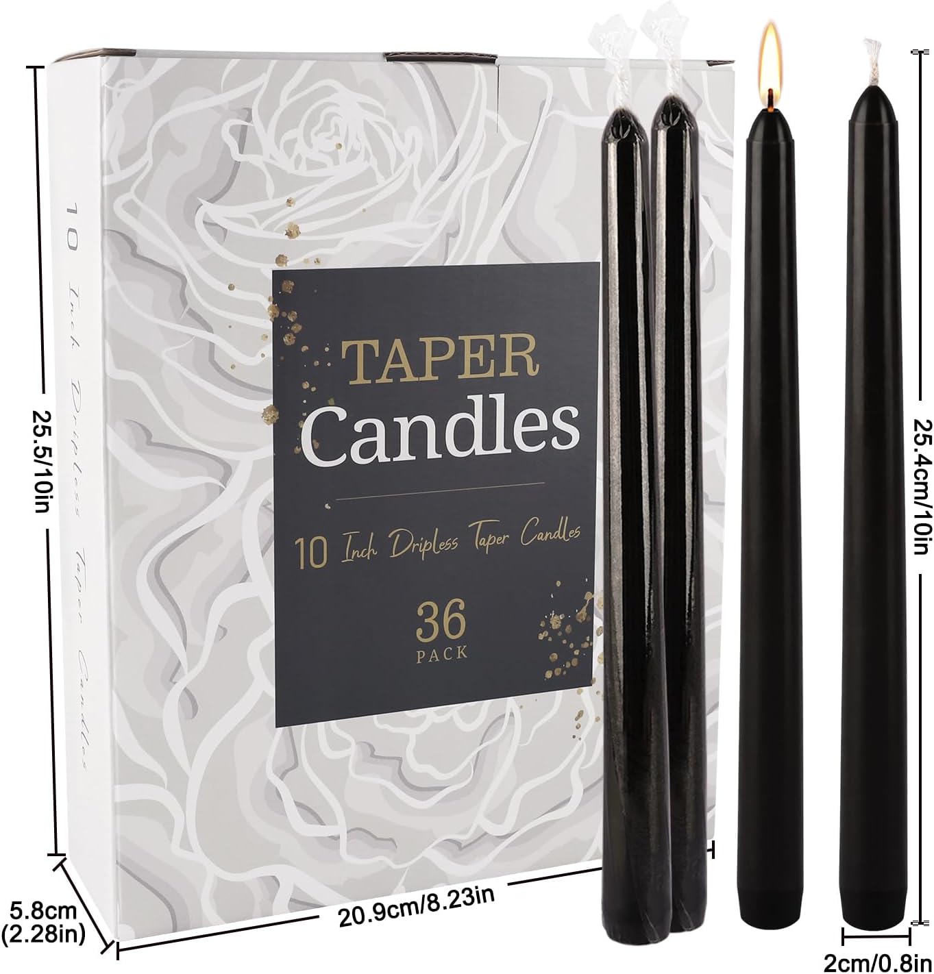 30-Pack 10-Color Taper Candles - 10 Inch Dripless & 10-Hour Burn｜Wedding/Birthday/Home Decor with Premium Wax