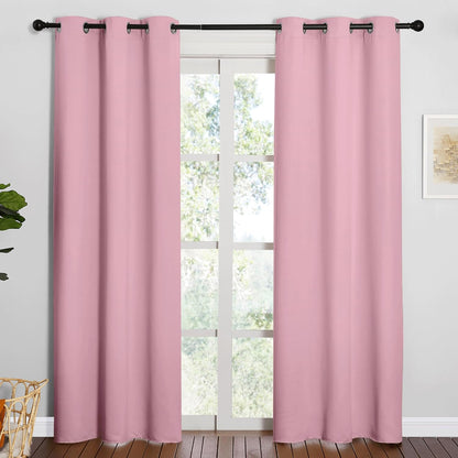 NICETOWN Halloween Pitch Black Solid Thermal Insulated Grommet Blackout Curtains/Drapes for Bedroom Window (2 Panels, 42 inches Wide by 63 inches Long, Black) - Colors A