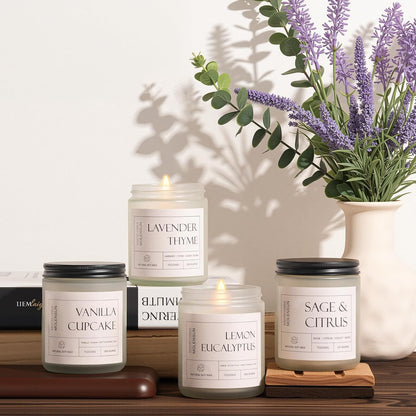 Molensun Lemon Eucalyptus Scented Candles, Aromatherapy Jar Candle, 7 oz Long Lasting Candles, Soy Wax Candle Gift for Women