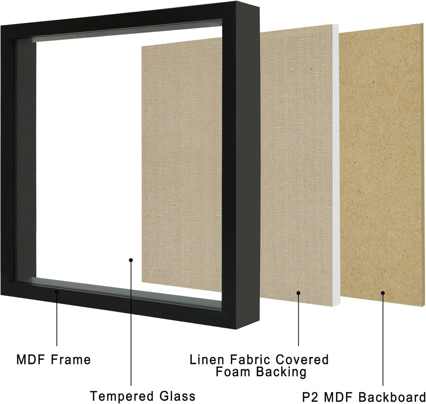 12x16 Large Shadow Box Picture Frame Display Case with Soft Linen Back, White Wooden Memory Shadow Box Frame with Tempered Glass Cover for Wall Display