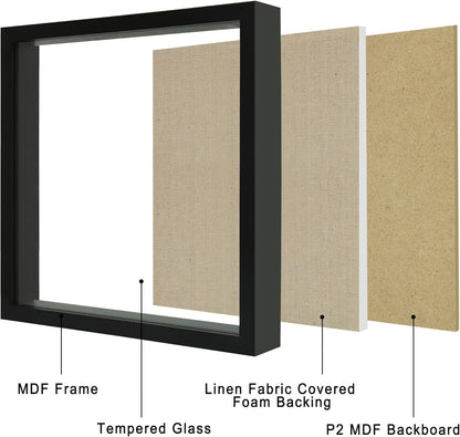 12x16 Large Shadow Box Picture Frame Display Case with Soft Linen Back, White Wooden Memory Shadow Box Frame with Tempered Glass Cover for Wall Display