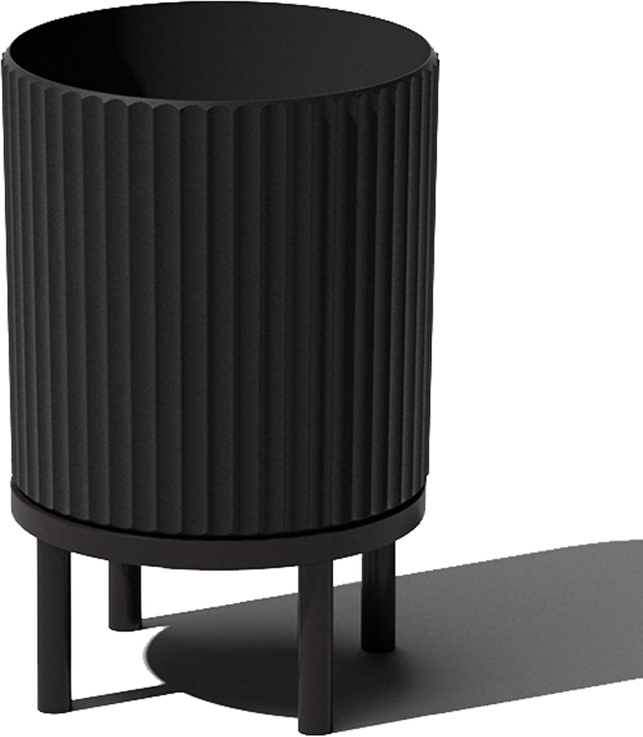 Veradek Demi Series Round Planter w/ Stand for Porch/Patio | Durable Plastic-Concrete & Wooden Stand | Modern Décor for Tall Plants, Flowers