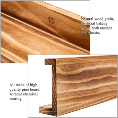 AZSKY Floating Shelves Wall Mounted Set of 2 Natural Wood Picture Shelves Wall Shelves for Bedroom Bathroom Living Room Kitchen Laundry Room Storage & Decoration 24 Inch