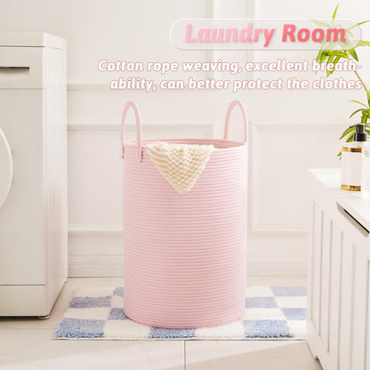 Artfeel Laundry Basket,Woven Cotton Rope Laundry Hamper,60L for Decor Storage of Dirty Clothes,Toys and Blankets in Bathroom,Baby Room and Living Room