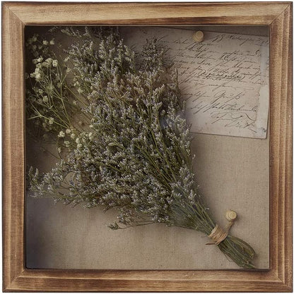 Freezing point Shadow Box Frame 8x8 Shadow Boxes Display Case with Linen Back Memorabilia Awards Medals Bouquet Photos Picture Badge Wedding Memory Box for Keepsakes Carbonized Small Pin Board