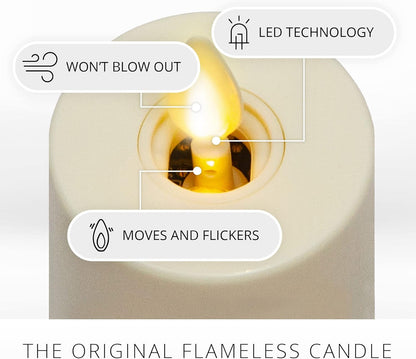 Luminara Flickering Flameless Pearl Ivory Tealights - Warm LED Light Flame Votives - Battery Operated Decor for Dining Room Table Centerpieces, Fireplace Mantel, Dinner Party, Reception - Set of 4