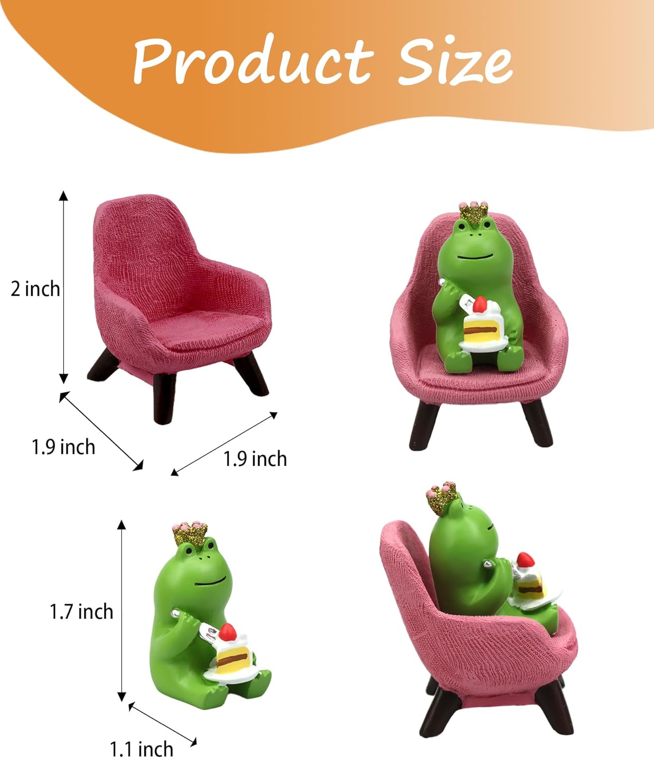 Refintural Miniature Frog Eating Cake Figurine - Funny Shelf Desk Decoration - Perfect Cute Frog Gift (Pink Sofa)