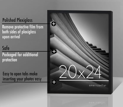 Americanflat 24x36 Poster Frame with Polished Plexiglass - Streamline Collection - Thin Border Picture Frame for Wall Display - Hanging Hardware Included - Black - Colors A