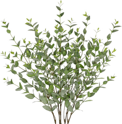 Faux Eucalyptus Stems Willow Eucalyptus Leaves 34” Long Fake Salix Leaves 3 Pcs Artificial Greenery Stems for DIY Bouquet Arrangements Centerpieces Shower Decorations-Artificial Eucalyptus Stems